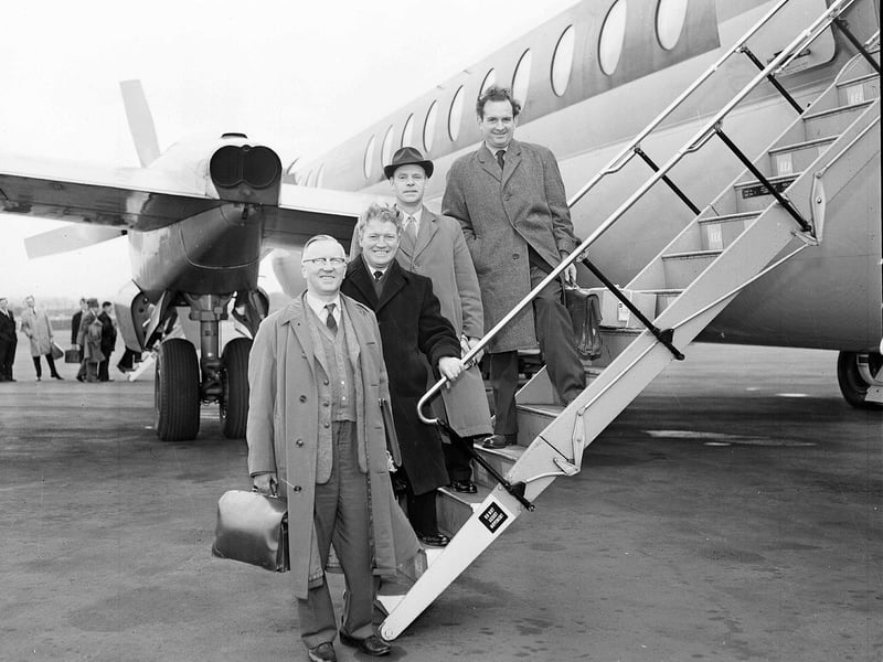 Scottish Trade Union members leave Turnhouse (Edinburgh Airport) for a May Day Parade in Moscow in 1963.