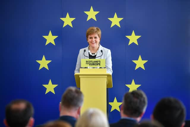 Nicola Sturgeon, attends European Election campaign launch with the six candidates at Dynamic Earth on May 9, 2019 in Edinburgh