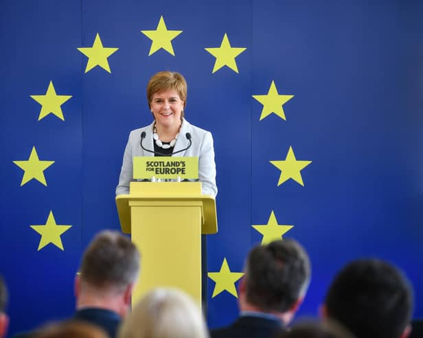 Nicola Sturgeon, attends European Election campaign launch with the six candidates at Dynamic Earth on May 9, 2019 in Edinburgh