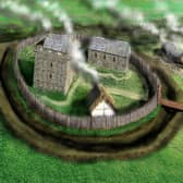 A reconstruction of Bedrule Castle in the Scottish Borders, one of 12 fortifications destroyed by Henry VIII's forces  in the Rule valley in just one afternoon of his two-week onslaught in the area. PIC: Andrew Spratt/ Society of Antiquaries of Scotland.