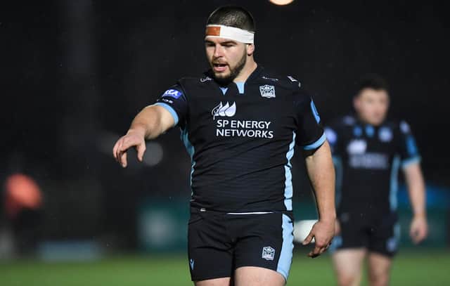 Glasgow's Enrique Pieretto in action against Munster at Scotstoun on February 11, 2022. (Photo by Ross MacDonald / SNS Group)