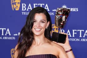 Marisa Abela in the press room after winning the Leading Actress Award for 'Industry' during the 2025 BAFTA Television Awards. Picture: Ian West/PA Wire
