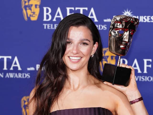 Marisa Abela in the press room after winning the Leading Actress Award for 'Industry' during the 2025 BAFTA Television Awards. Picture: Ian West/PA Wire