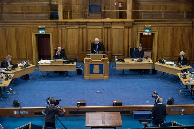 The General Assembly is taking place mainly online with only a few present in the hall (Picture: Andrew O'Brien)