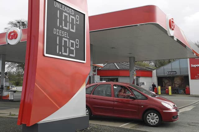 The price of petrol displayed at a fraction of a penny over £1/litre at Moran's filling station in Ballykelly, County Londonderry, as the effects of the economic slowdown caused by the coronavirus weighs down global oil prices.