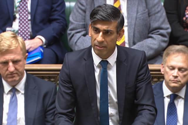 Prime Minister Rishi Sunak speaking in the House of Commons about the Hamas attack.