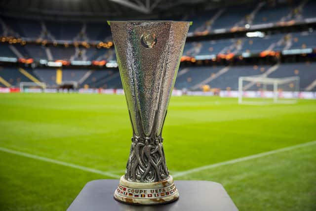 The UEFA Europa League trophy which will be up for grabs in this year's final in Seville on May 18. (Photo by Odd Andersen/AFP via Getty Images)