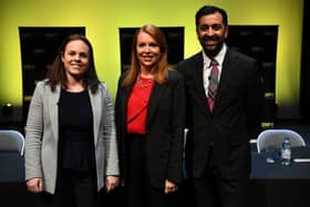 Kate Forbes, Ash Regan and Humza Yousaf at the Cumbernauld hustings (Picture: Andy Buchanan/Getty Images)