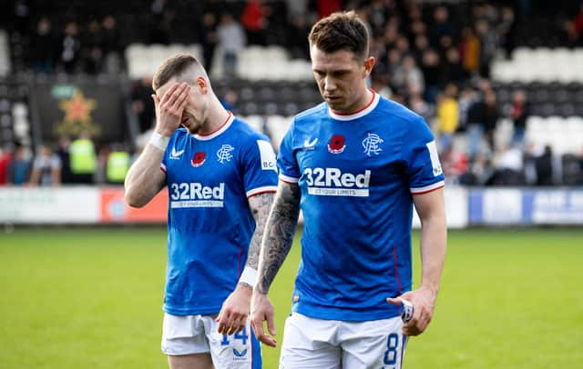 Rangers' Ryan Kent and Ryan Jack trudge off dejectedly after the 1-1 draw with St Mirren earlier this month.