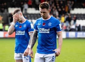 Rangers' Ryan Kent and Ryan Jack trudge off dejectedly after the 1-1 draw with St Mirren earlier this month.