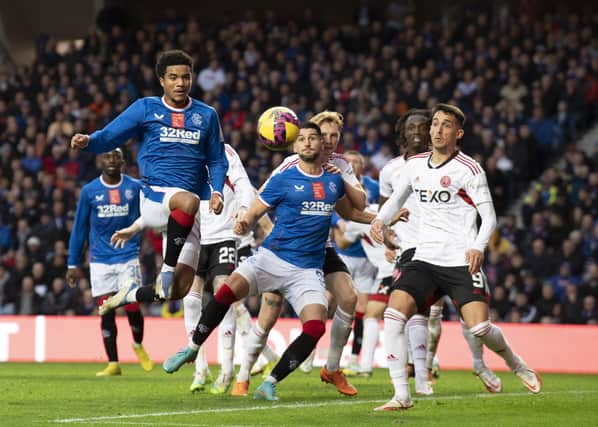 Malik Tillman goes close with one of the host of chances with which Rangers easily could have racked up a 7-1 scoreline against Aberdeen - the scoreline they were on the receiving end of against Liverpool at Ibrox only two-and-a-half weeks ago. (Photo by Rob Casey / SNS Group)