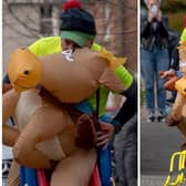 Hilarious pictures show West Lothian man stage 'one man Grand National' wearing fancy dress horse costume