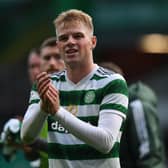 Celtic's Stephen Welsh applauds the fans at full time during a cinch Premiership match between Celtic and Motherwell at Celtic Park, on October 01, 2022, in Glasgow, Scotland. (Photo by Craig Foy / SNS Group)