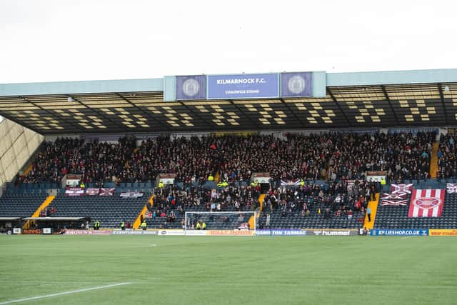 Hearts fans once again travelled in big numbers. (Photo by Mark Scates / SNS Group)