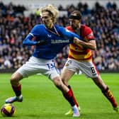 Todd Cantwell tussles with Partick Thistle's Stuart Brannigan during Rangers' Scottish Cup win at Ibrox on Sunday. The new signing turns 25 the day after the Viaplay Cup final against Celtic later this month (Photo by Craig Williamson / SNS Group)