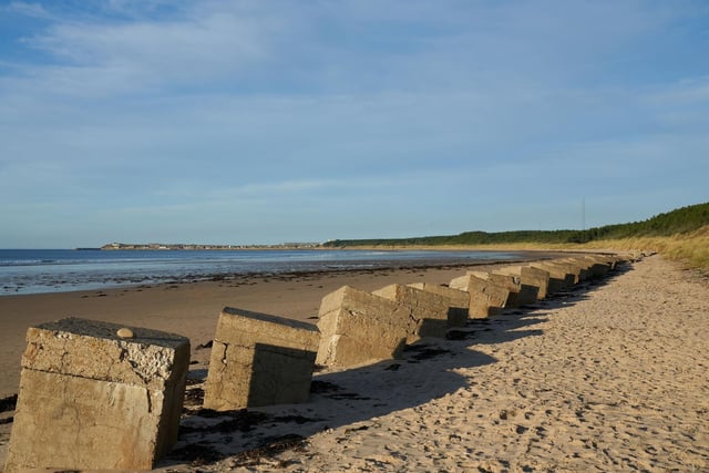 Located in Duffus, near Elgin in Moray, the six-mile long unspoilt beach at Roseisle is lined with majestic Scots pine trees. The hundreds of concrete anti-tank blocks left over from World War Two make excellent picnic tables.