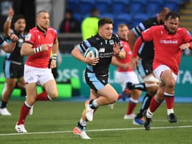 Glasgow Warriors' Duncan Weir runs through for the opening try against Newcastle Falcons. Picture: Ross MacDonald/SNS