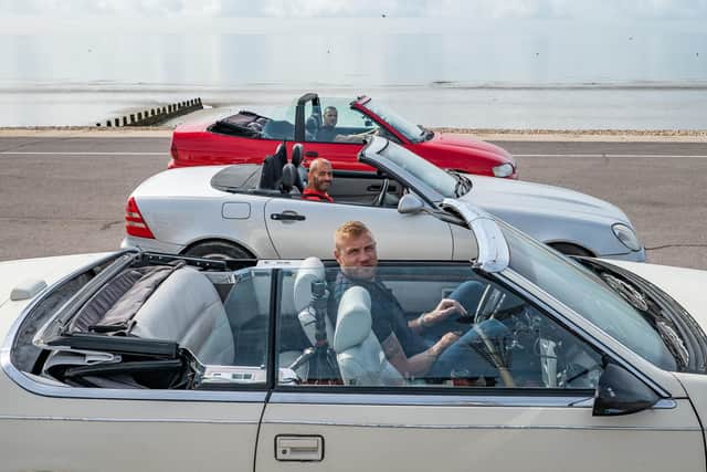 Top Gear hosts Freddie Flintoff, Chris Harris and Paddy McGuinness during the filming of series 28 of Top Gear. Picture: Lee Brimble/PA Wire
