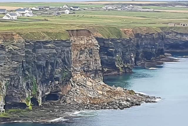 The cliff fall near Northside, Birsay on mainland Orkney. PIC: Michael Budge.