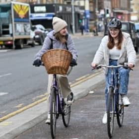 Cycling projects under construction include the South City Way in Glasgow. (Photo by Cycling Scotland)