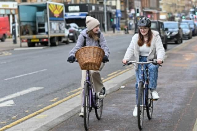 Cycling projects under construction include the South City Way in Glasgow. (Photo by Cycling Scotland)