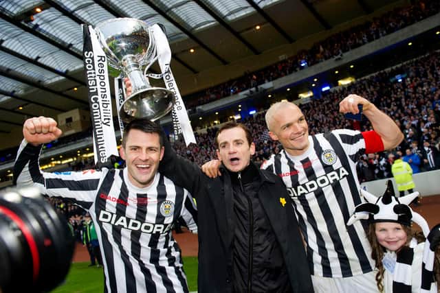 All smiles when winning the League Cup for St Mirren, before the fallout.