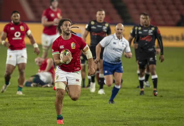 Josh Navidi impressed on his Lions debut against the Sharks at Ellis Park. Picture: Themba Hadebe/AP
