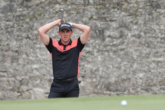 Grant Forrest reacts to his bunker shot on the 16th hole during the third round of the Dubai Duty Free Irish Open at Mount Juliet Golf Club in Thomastown. Picture: Patrick Bolger/Getty Images.