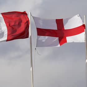 Malta and England flags fly over the Ta'Qali National Stadium ahead of Friday's Euro 2024 qualifier. Pic: Nick Potts/PA Wire