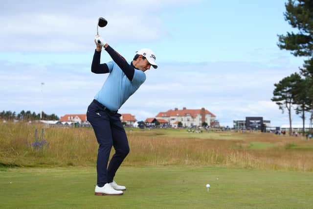 Matteo Manassero, who shot a second-round 63, tees off on the second hole at The Renaissance Club in East Lothian. Picture: Andrew Redington/Getty Images.