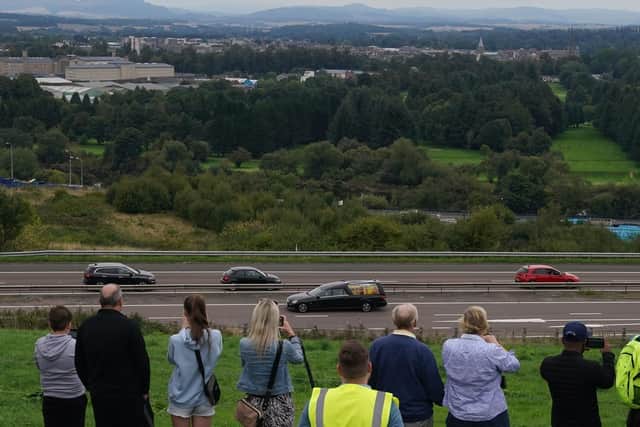 The cortege crosses Friarton Bridge as it continues its journey to Edinburgh. Picture: Andrew Milligan/PA Wire