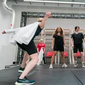 Lesley Hart, Maureen Carr, Adiza Shardow, Chloe-Ann Tylor and Efè Agwele in rehearsals for Thrown PIC: Tiu Makkonen