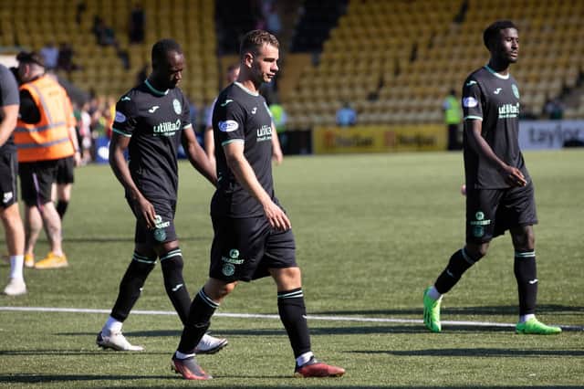 Hibs trudge off after the 2-1 defeat by Livingston.