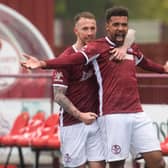 Kelty Hearts forward Nathan Austin celebrates his hat-trick against Brora Rangers.