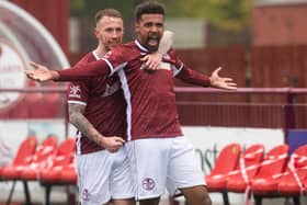 Kelty Hearts forward Nathan Austin celebrates his hat-trick against Brora Rangers.