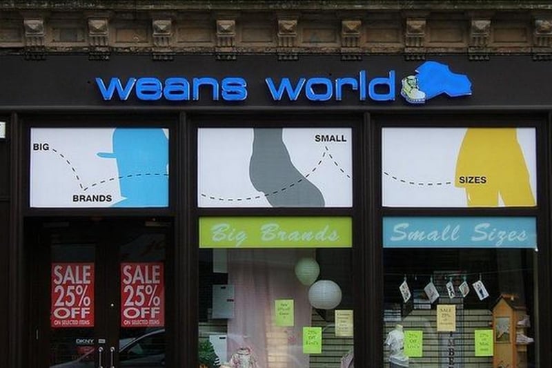 A reference to the popular 1992 comedy starring Mike Myers and Dana Carvey, this nods to the Scots word "wean" which refers to a child as this is a children's clothing store.