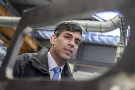 Prime Minister Rishi Sunak during a visit to BAE Systems, Submarines Academy for Skills and Knowledg in Barrow-in-Furness, England. (Photo by Danny Lawson - WPA Pool/Getty Images)