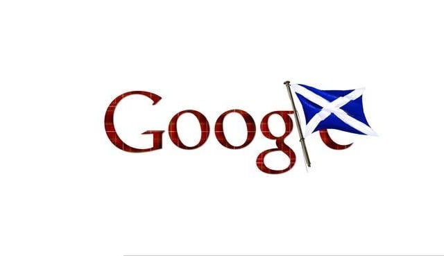 The Google Doodle for 2010 saw a tartan font and the saltire incorporated into the Doodle.