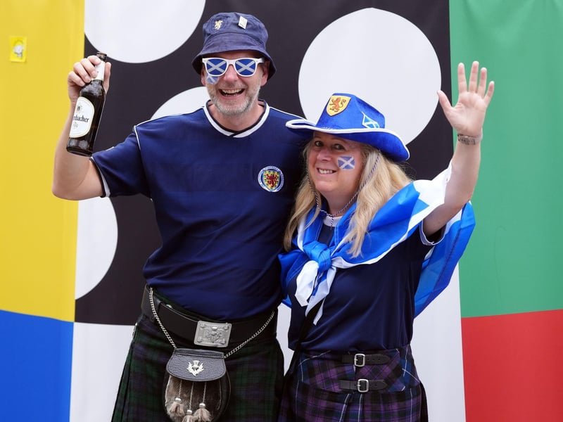 Scotland fans in Stuttgart ahead of their Euro 2024 group A game against Hungary this evening.