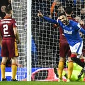 Connor Goldson celebrates after putting Rangers 2-0 ahead against Motherwell at Ibrox. (Photo by Rob Casey / SNS Group)