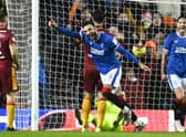 Connor Goldson celebrates after putting Rangers 2-0 ahead against Motherwell at Ibrox. (Photo by Rob Casey / SNS Group)