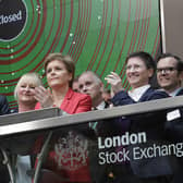 First Minister Nicola Sturgeon at the London Stock Exchange's market close ceremony. Picture: Layton Thompson