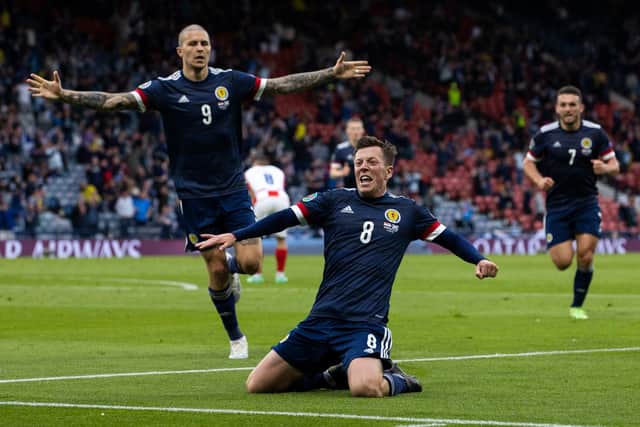 Callum McGregor celebrates scoring for Scotland against Croatia in their final group game. Picture: SNS