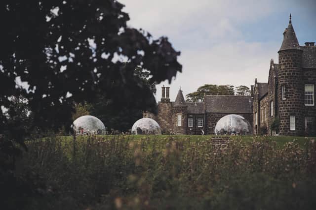The dining domes at Meldrum House Hotel.