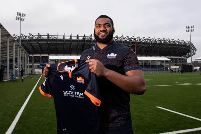 Mesu Kunavula pictured at the DAM Health Staidum after signing a new deal with Edinburgh Rugby. (Photo by Paul Devlin / SNS Group)