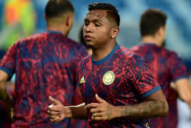 Alfredo Morelos of Colombia warms up during the summer's Copa America. (Photo by Rogerio Florentino/Getty Images)