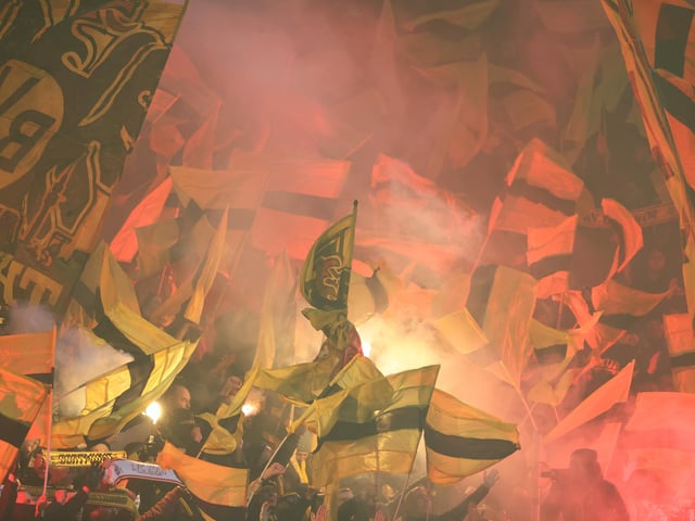 While they ended up returning to Germany disappointed, the Dortmund fans brought plenty of atmosphere (Photo by Alan Harvey / SNS Group)