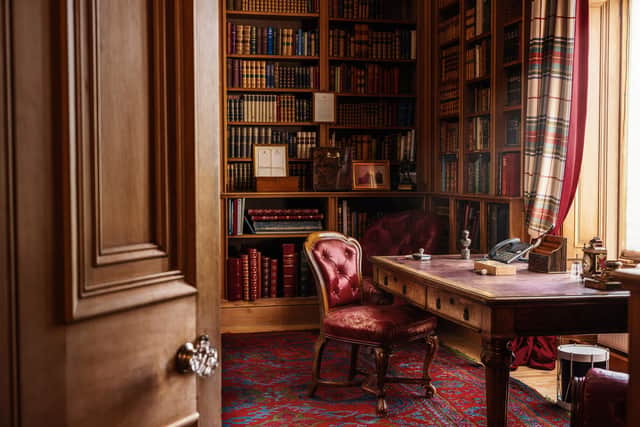 The library at Balmoral Castle used by King Charles as his working study and which has already welcomed many dignitaries from around the world