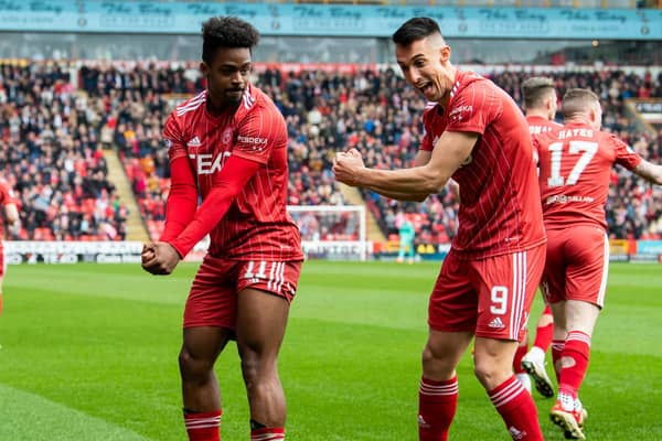 Transfer speculation has surrounded Aberdeen duo Duk and Bojan Miovski. (Photo by Ross Parker / SNS Group)