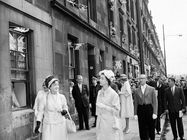 The Queen and Duke of Edinburgh visit the Gorbal, in Glasgow, in 1964.